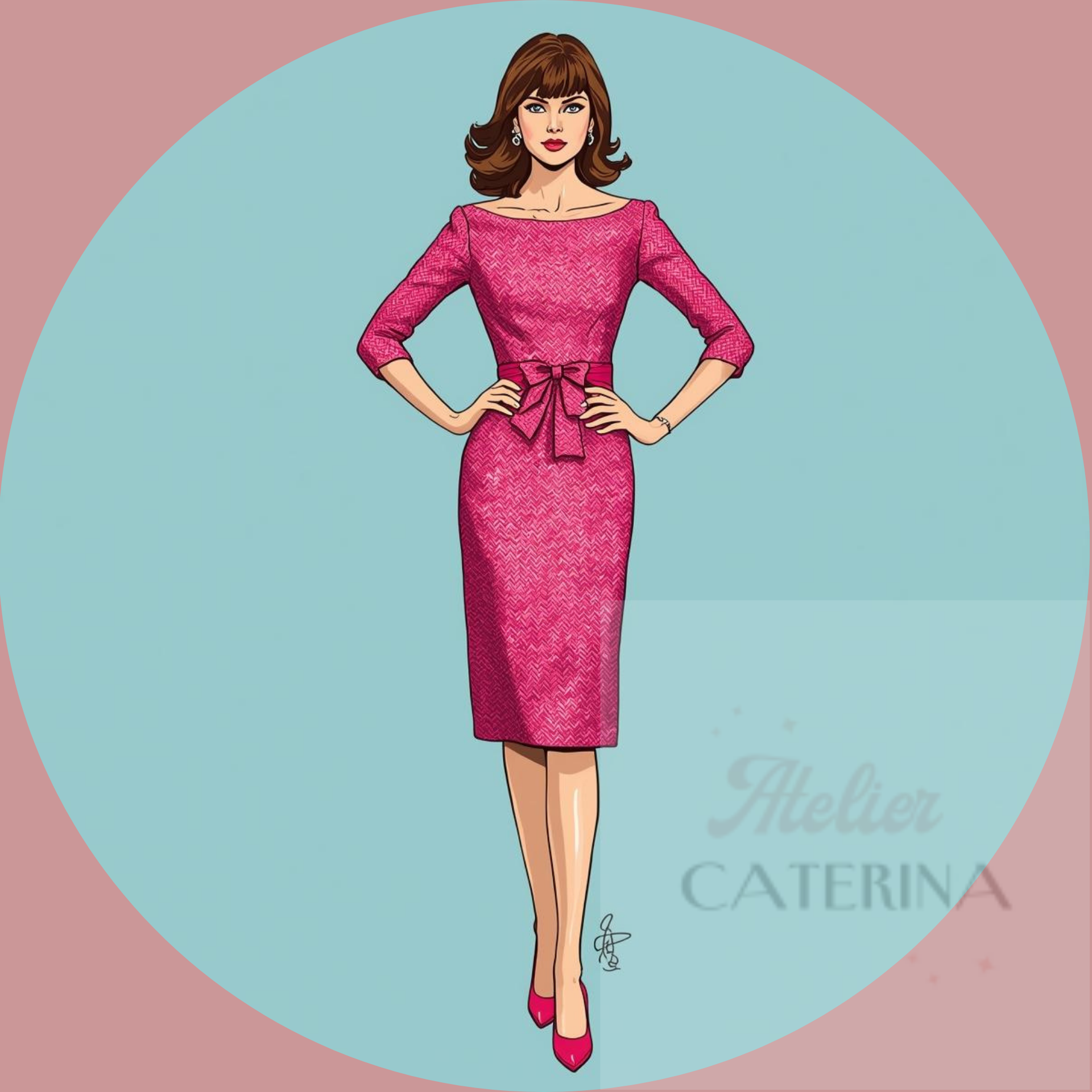 Dress Retro 1960s Boucle Jacqueline Kennedy below-the-knee length dress